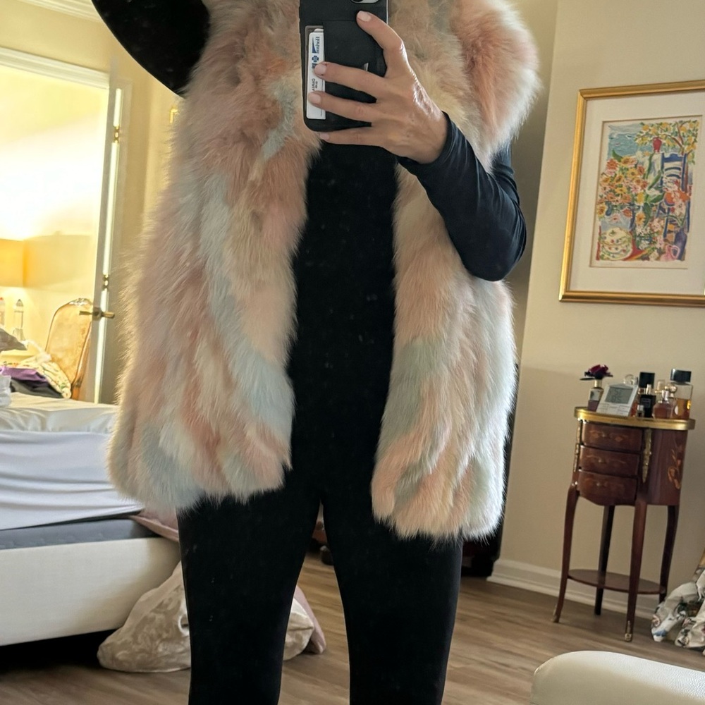Adrienne Landau Multicolor Fox Fur Vest